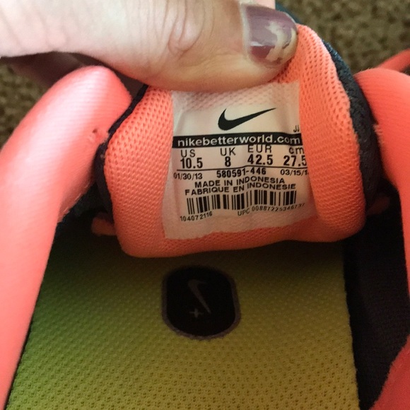 Nike Free Dark Grey and Coral Shoes - Picture 7 of 8